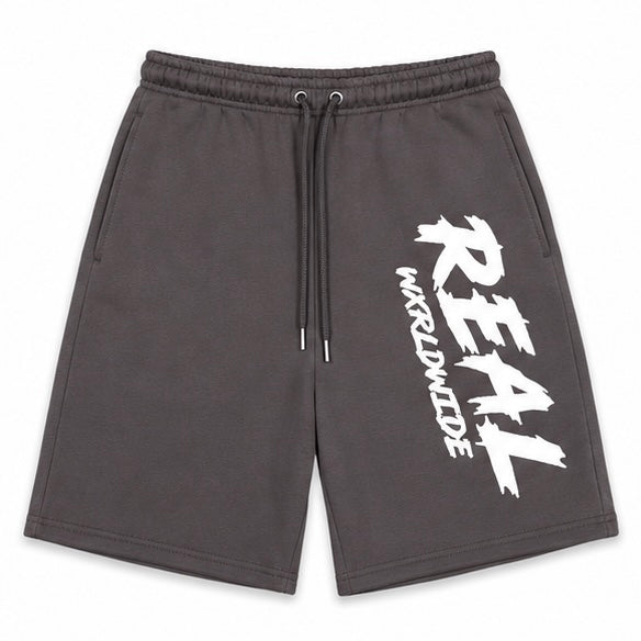 Real Wxrldwide Puff Print Logo Shorts - Gray