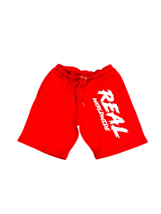 Real Wxrldwide Puff Print Logo Shorts - Red