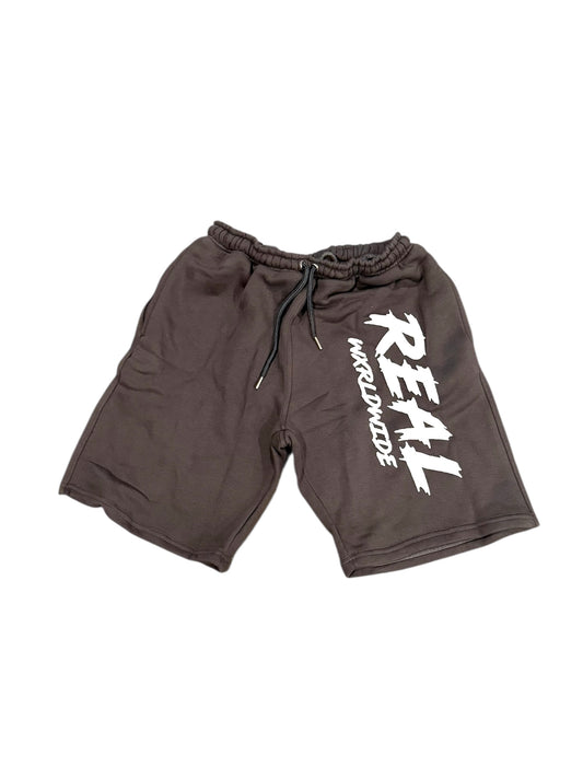 Real Wxrldwide Puff Print Logo Shorts - Gray