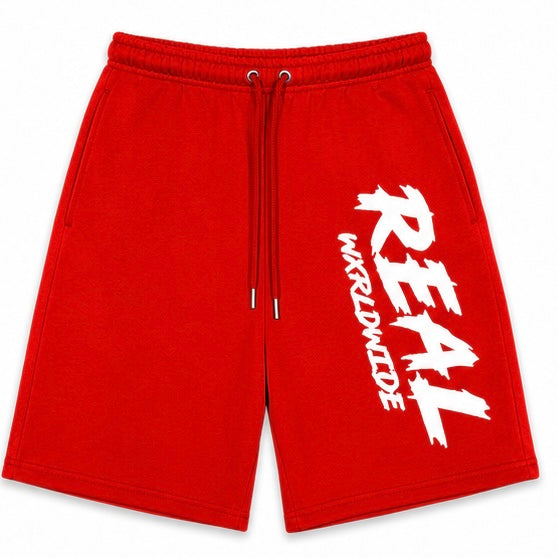 Real Wxrldwide Puff Print Logo Shorts - Red